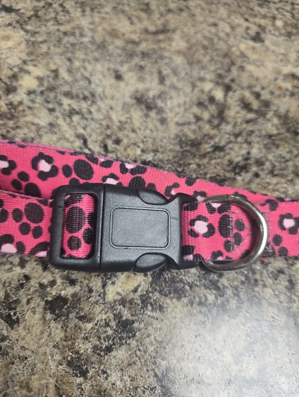 Pink Leopard Print Adjustable Collar with D-Ring